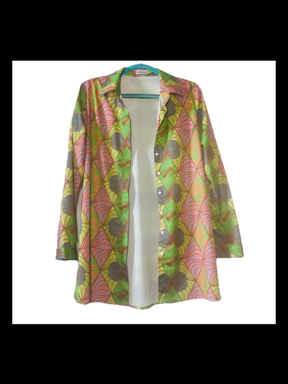 Vibrant Geometric Print Women’s Swim Coverup - Green & Pink